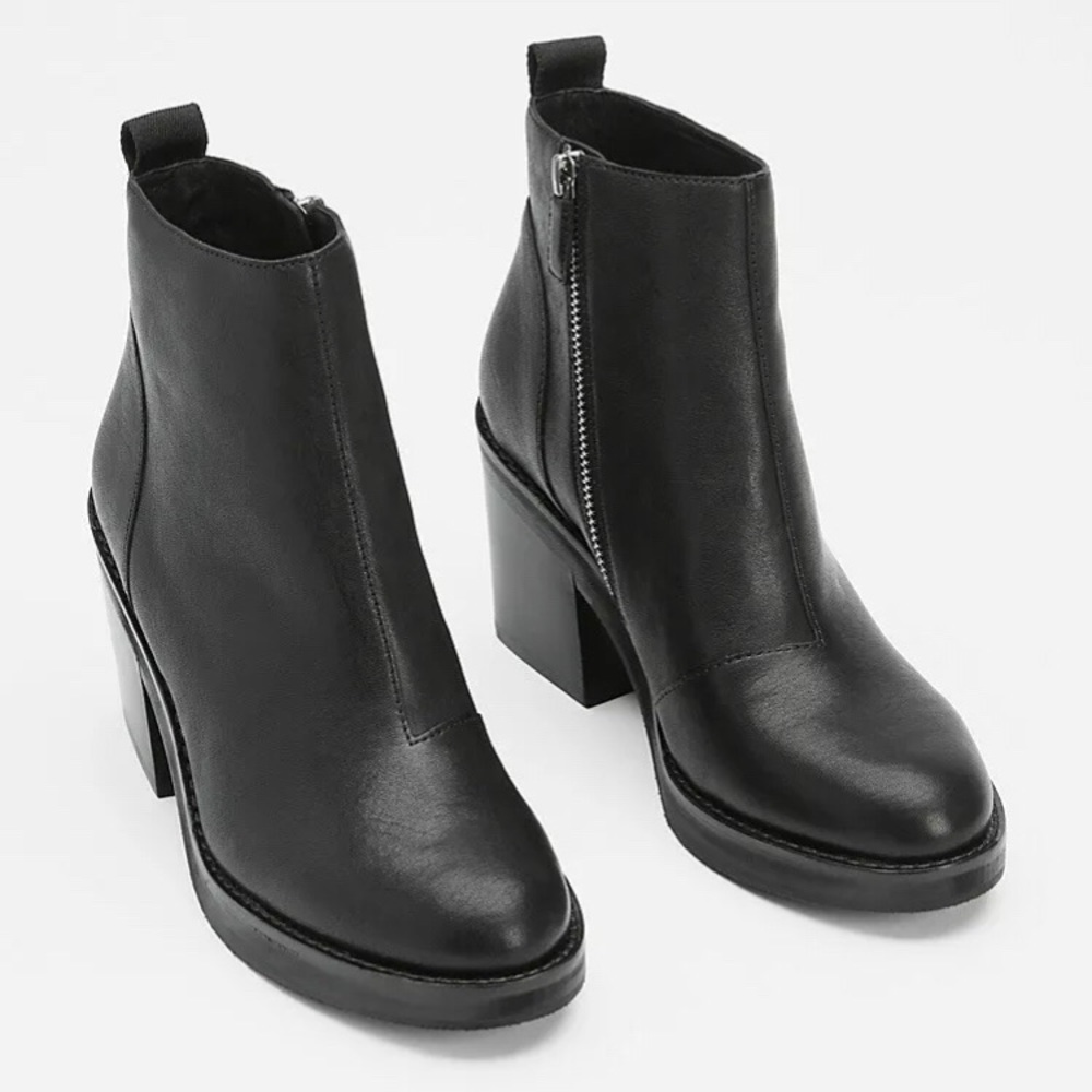 EILEEN FISHER OZMA LEATHER PLATFORM BOOTIE SIZE 5.5 NWB CHUNKY HEEL